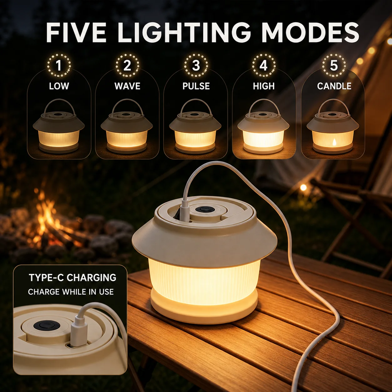Five lighting modes and Type-C charge-while-in-use feature