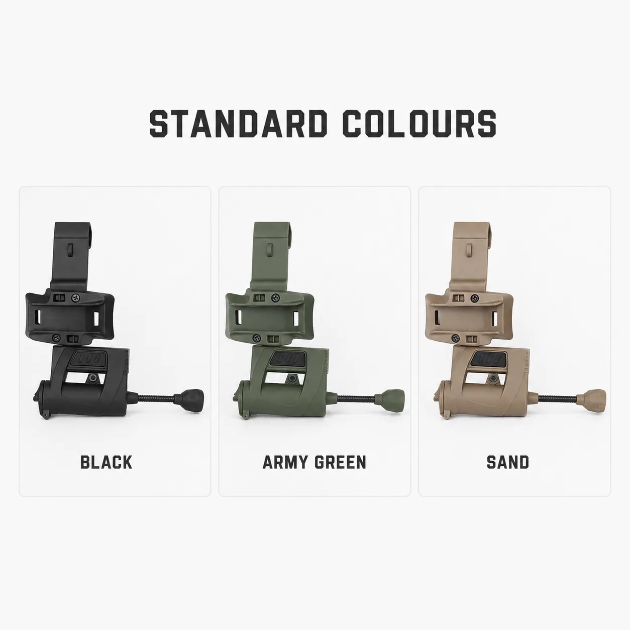 MPLS CHARGE standard colours in Black, Army Green and Sand