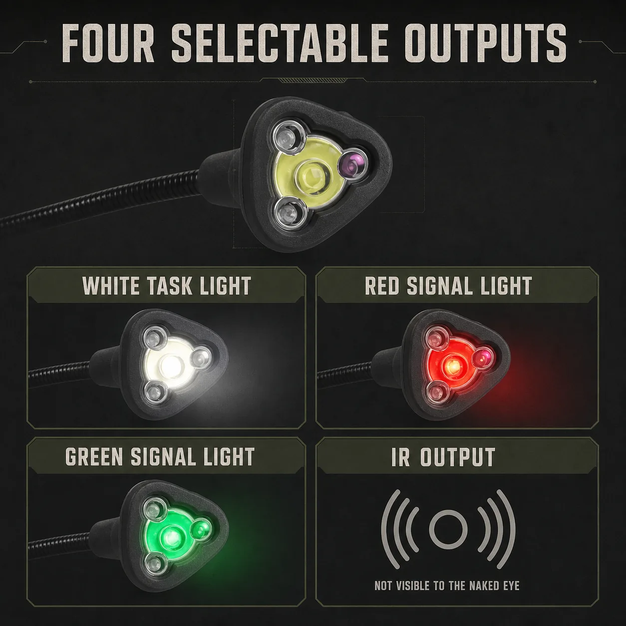 MPLS CHARGE white, red, green and infrared output modes