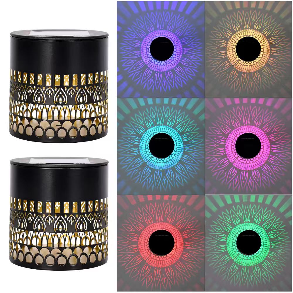 RGB life-wheel solar projection light showing multiple projected colours
