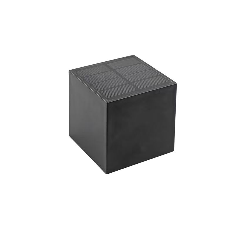 Compact black square solar wall light with integrated solar panel on top