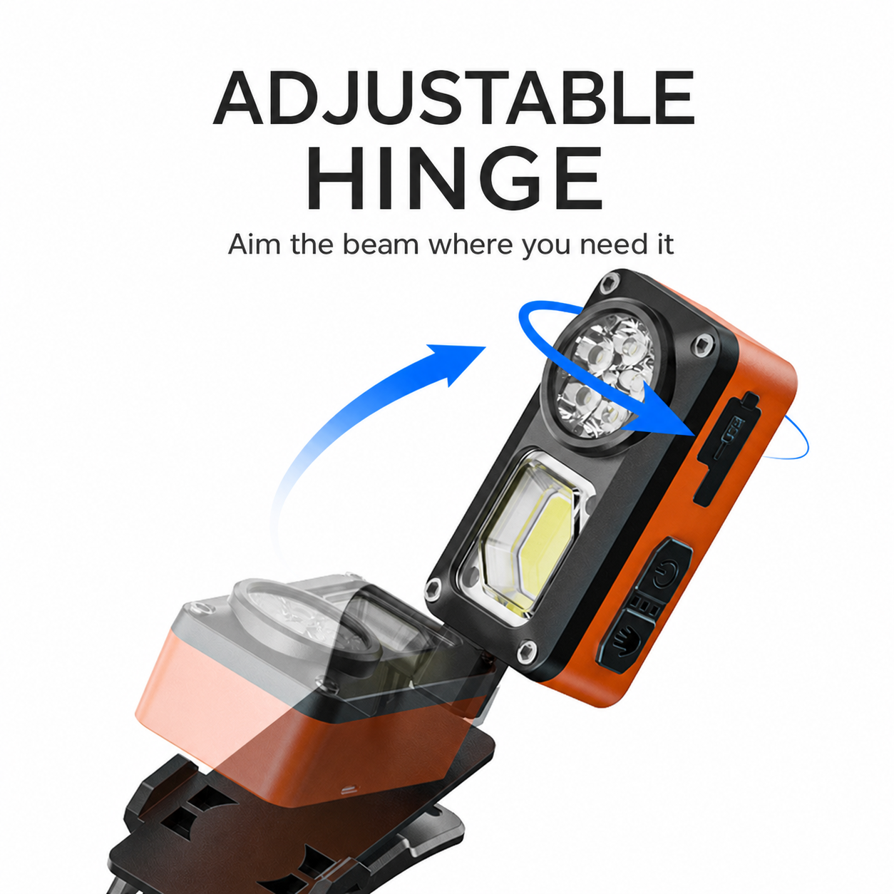 TD-0280A adjustable hinge and lamp-angle illustration