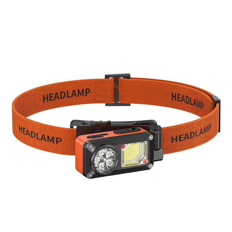 Black and Orange TD-0280A rechargeable wave-sensor headlamp