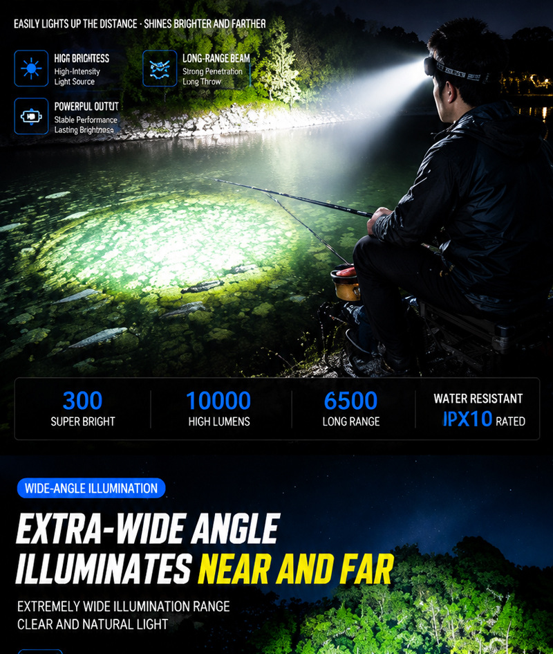 Original supplier U8 night-fishing marketing visual with conflicting unverified performance claims
