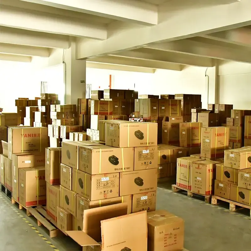 Packed lighting products in warehouse