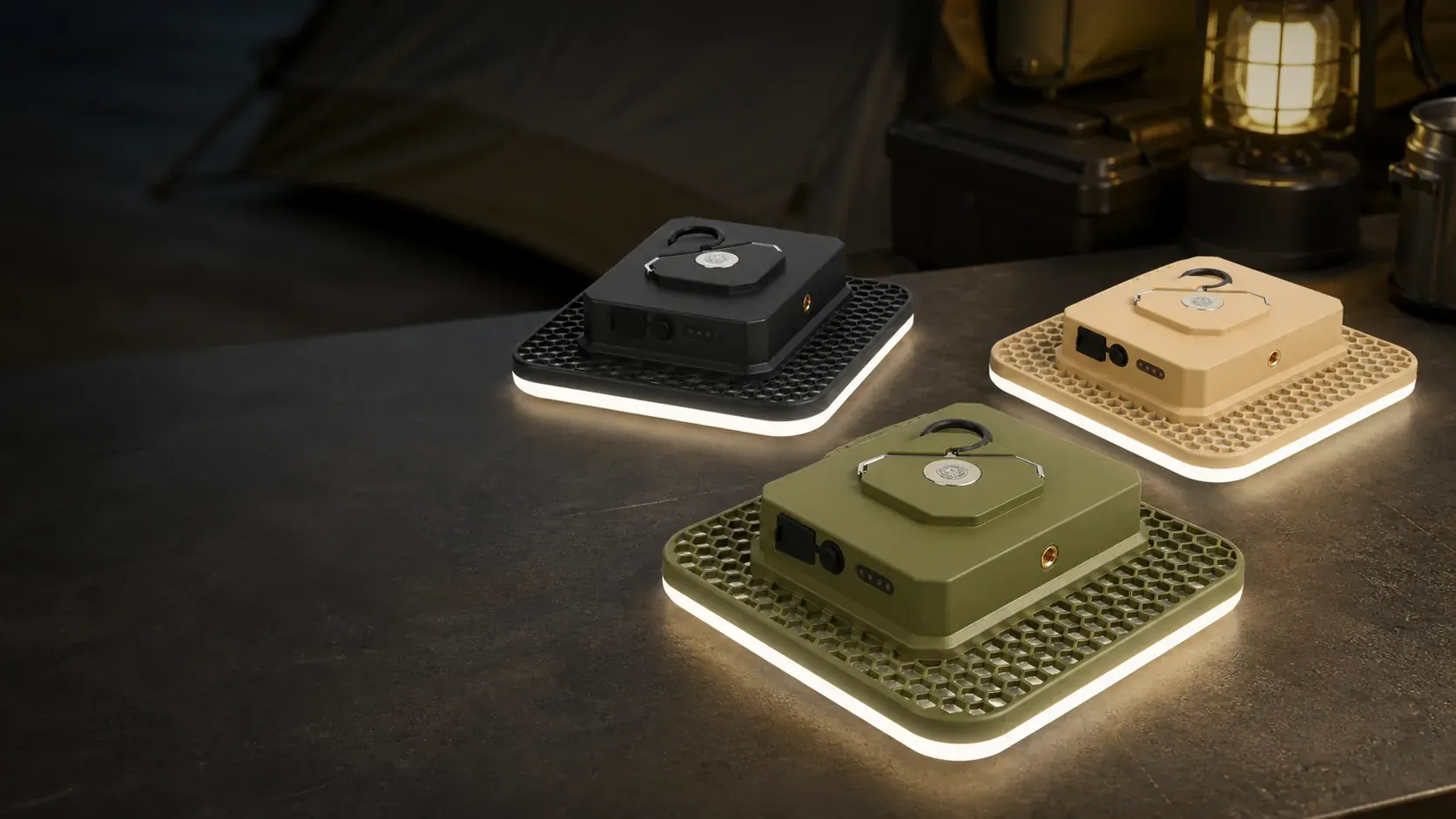 Army green, black and khaki high-capacity rechargeable area lights
