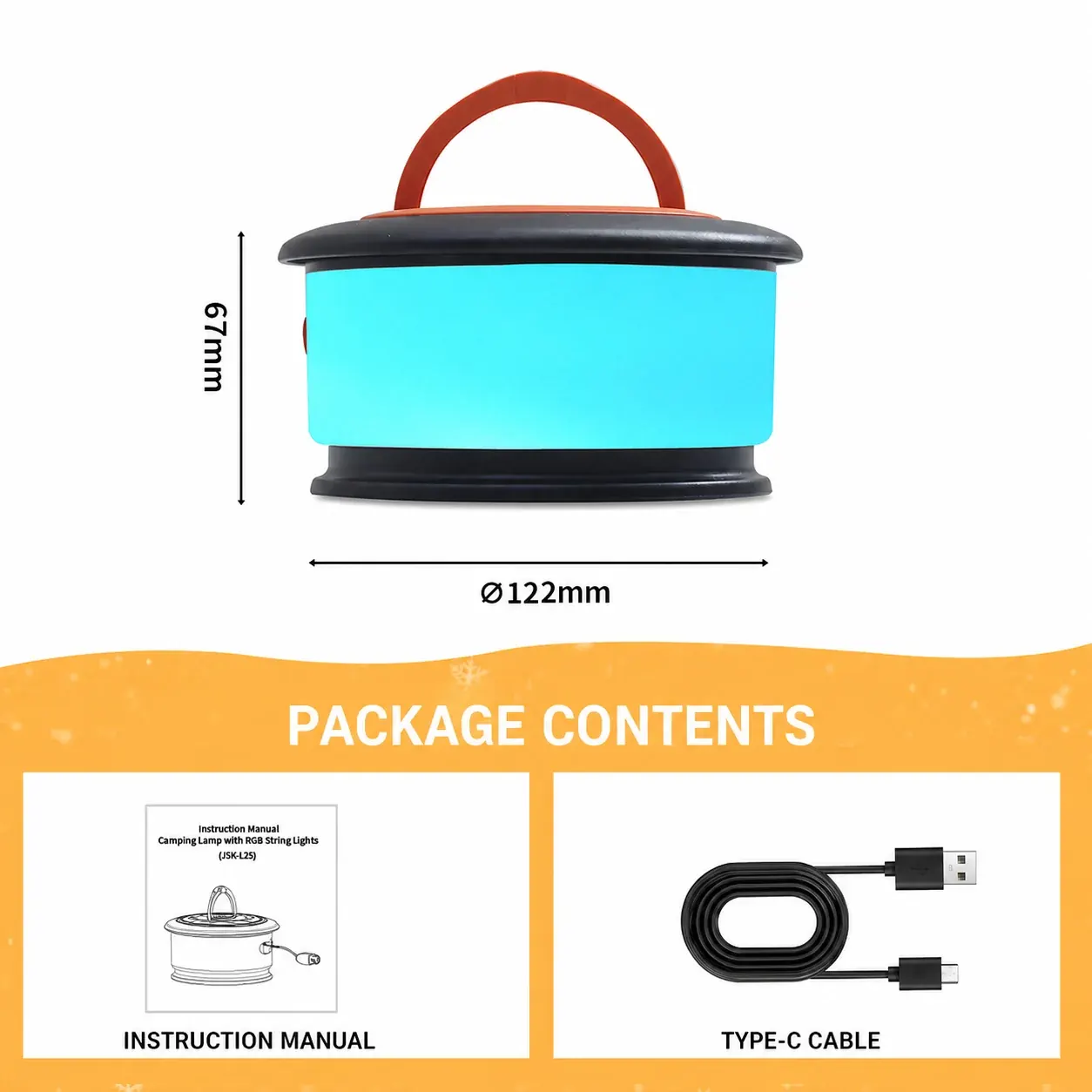 Black / orange JSK-L26 camping string light