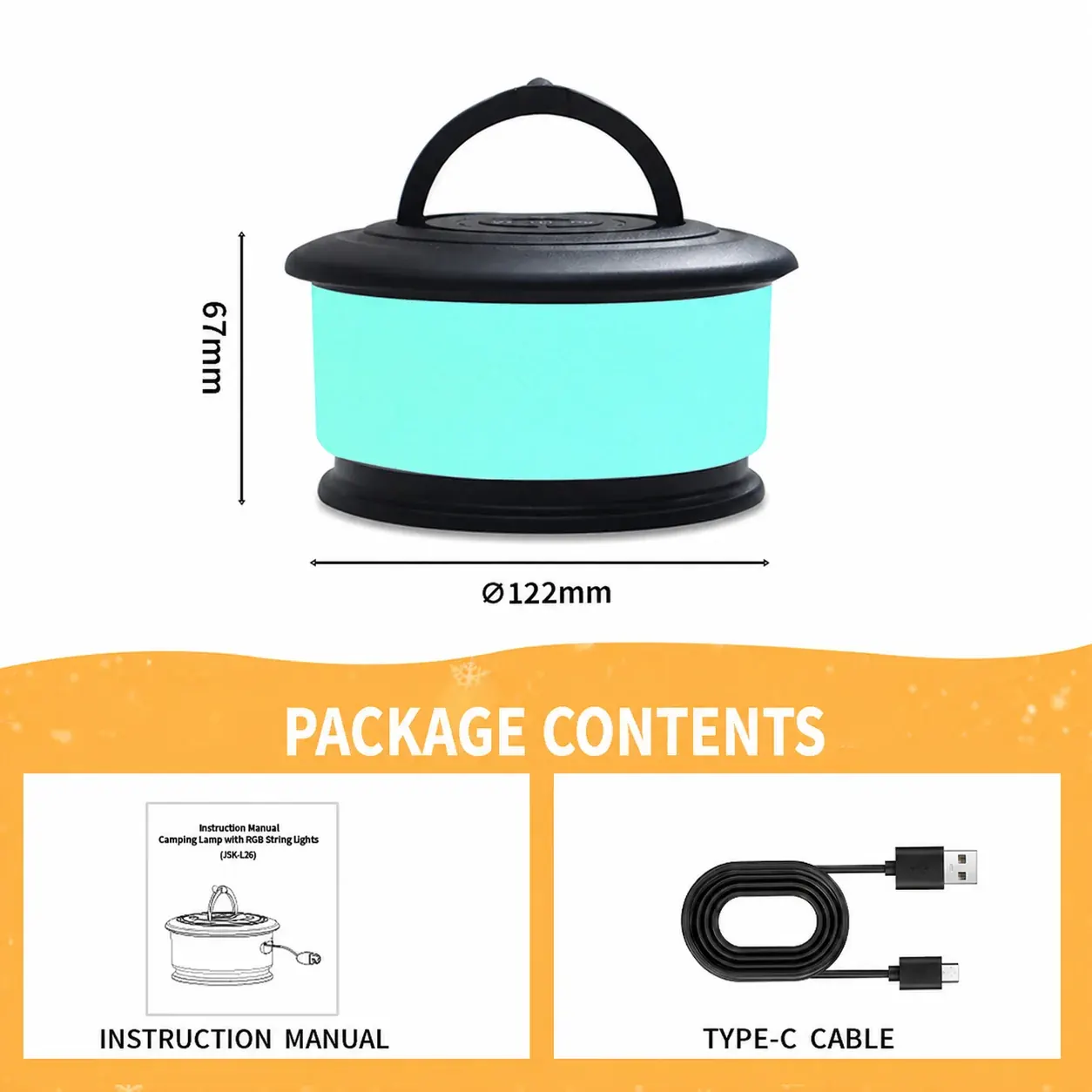 All black JSK-L26 camping string light