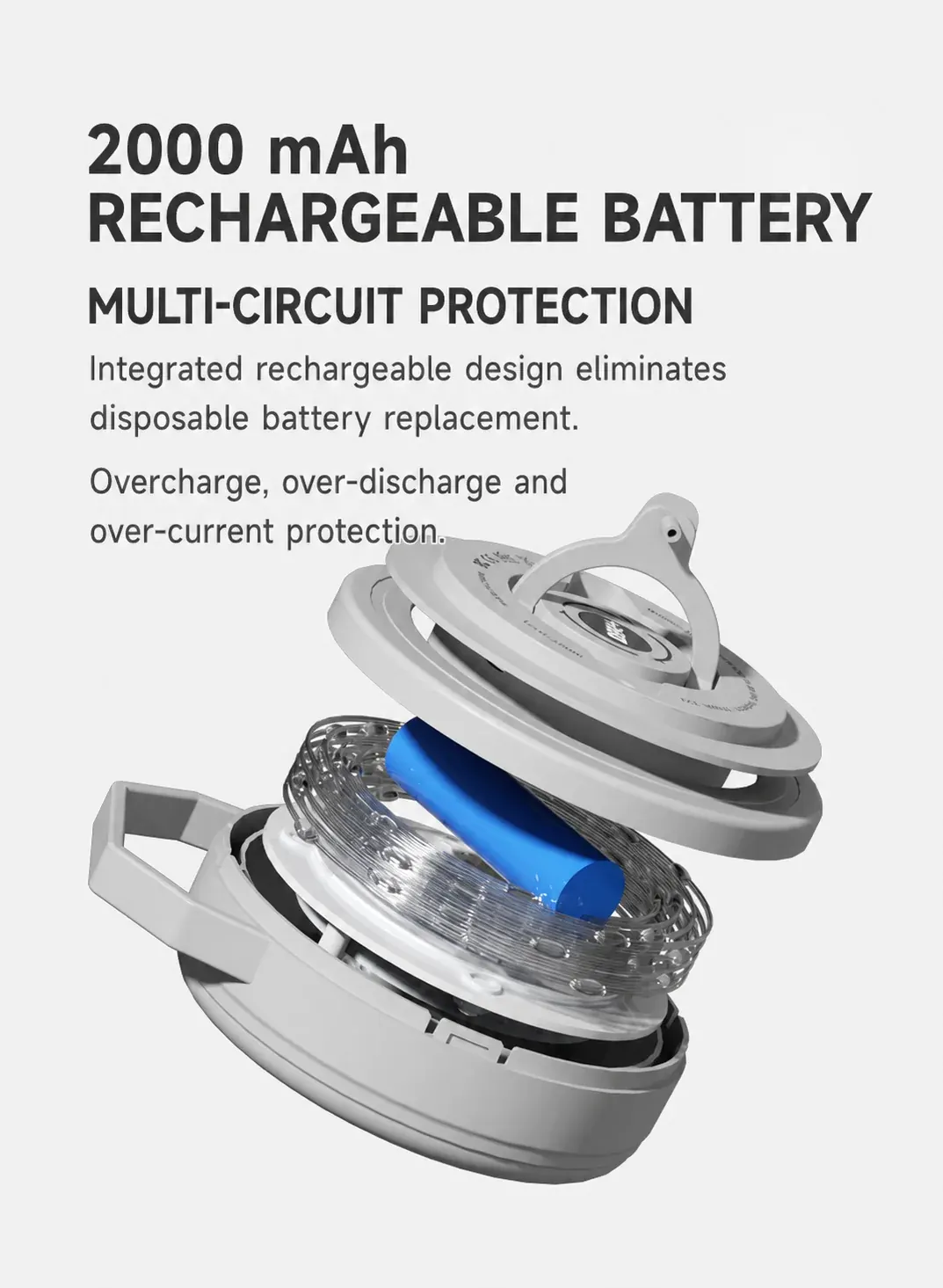 Exploded structure view of the LY-M07S battery and string-light reel
