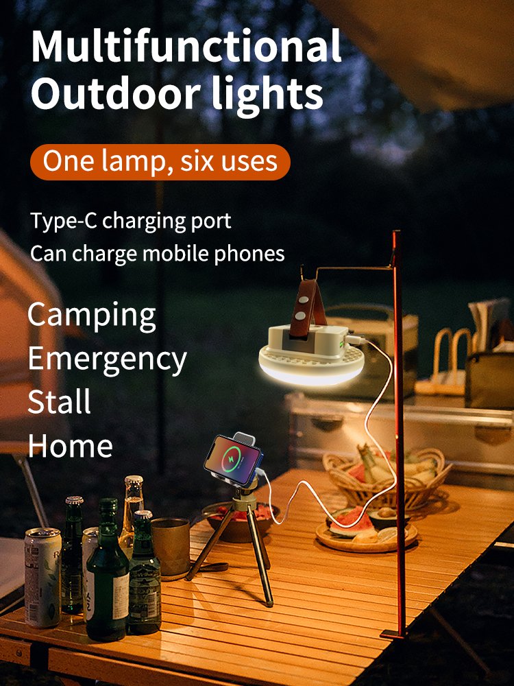 Warm portable light used at a campsite